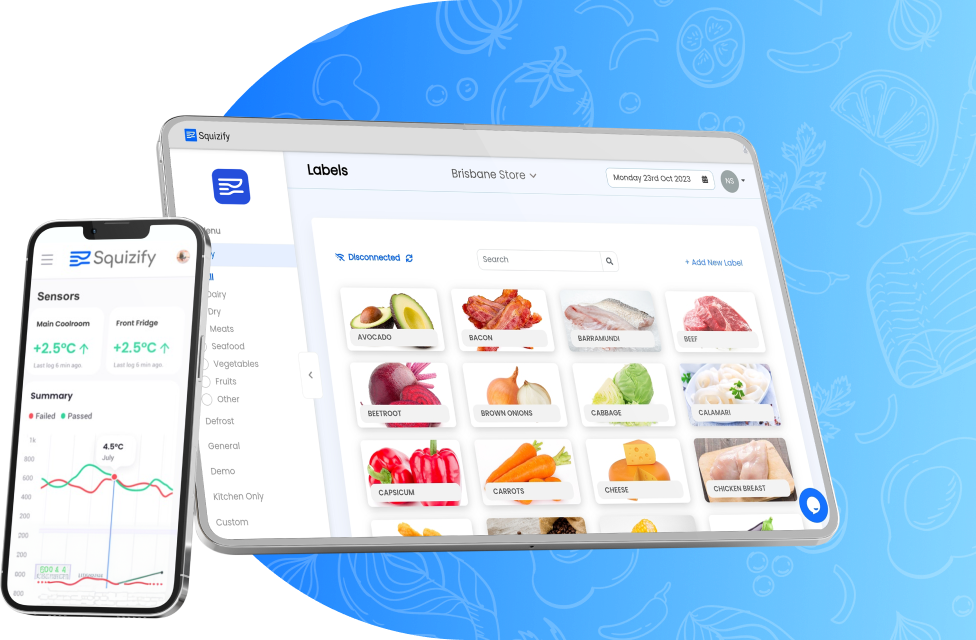 Squizify app devices - Food labeling